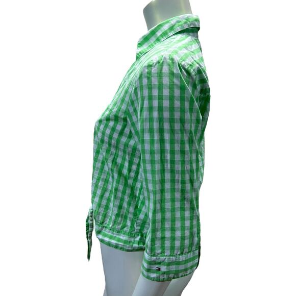 Tommy Hilfiger Green Gingham Tie Front Crop Top - Size 10 - Picture 2 of 8